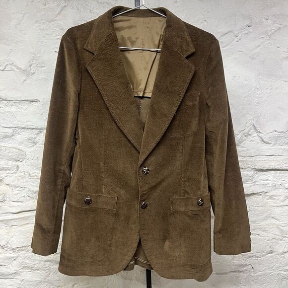 Vintage 70s Lee Velvet Blazer Suit Jacket Sport Coat Brown Size 40 Reg Western - Picture 1 of 12